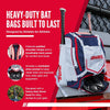 Bat Bag Backpack Holds 4 Bats, Gloves, Helmet & Cleats Red/White/Navy