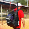 Hit Run Steal Bat Bag Backpack Holds 4 Bats, Gloves, Helmet & Cleats Black
