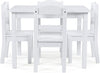 Humble Crew Kids Wooden Table and 4 Chairs Set, White - Kids Table and Chair Set for Toddlers and Children for Arts, Crafts, and Snack Time - Sturdy, Durable Toddler Activity Table
