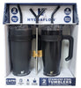Hydraflow 40oz Double Wall Stainless Steel Tumbler w/ Handle Black/Leather 2-Pack