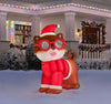 Gemmy Fuzzy Plush Pomeranian Dog in Santa Suit & Sunglasses Christmas Inflatable