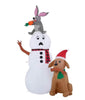 6FT LED Snowman with Bunny and Dog Christmas Inflatable