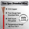 InstallGear 1/0 Gauge Red Wire AWG CCA Power or Ground Wire 25-Feet