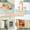 Play Kitchen Wooden Playset for Toddlers with Cookware Accessories