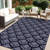 OLANLY 9FT X 12FT Braided Outdoor Reversible Straw Mat Black and Grey