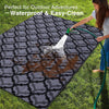 OLANLY 9FT X 12FT Braided Outdoor Reversible Straw Mat Black and Grey
