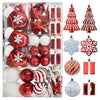 Jornoy 144-Count Assorted Plastic Shatterproof Christmas Ornaments Red/White