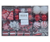 Jornoy 144-Count Assorted Plastic Shatterproof Christmas Ornaments Red/White