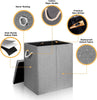 100L Laundry Hamper with Lid and Handle, Collapsible Laundry Basket Organizer with Removable Inner Bag for Clothes Toys Towels (grey)