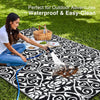 OLANLY Outdoor Rug 8FT X 10FT Waterproof Reversible Floral Pattern Black
