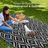 OLANLY 9FT X 12FT Outdoor Reversible Straw Mat Geometric Black and White