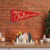 Glitzhome 25-inch Rustic Metal Merry Christmas Decorative Red Pennant Wall Art