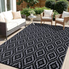 OLANLY 9FT X 12FT Outdoor Reversible Straw Mat with Geometric Pattern Black