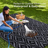 OLANLY 9FT X 12FT Outdoor Reversible Straw Mat with Geometric Pattern Black