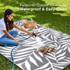 OLANLY Outdoor Rug 9FT X 12FT Waterproof Reversible Leaf Pattern Mat Grey and White
