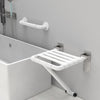 Munzong Wall Mounted Folding Shower Seat with Assist Grab Bar in White