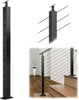 Muzata Black Stair Cable Railing Post 36 Inch for 25-35 Degrees Stair 36"x2"x2" Surface Mount T304 Stainless Steel Cable Railing System Kit Indoor Outdoor with Paper User Guide PS01 BA4S