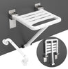 Munzong Wall Mounted Folding Shower Seat with Assist Grab Bar in White