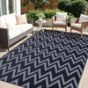OLANLY 9FT X 12FT Outdoor Reversible Straw Mat Chevron Pattern Black/Grey