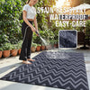 OLANLY 9FT X 12FT Outdoor Reversible Straw Mat Chevron Pattern Black/Grey