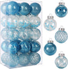 30-Count 2.36-inch Clear Plastic Shatterproof Christmas Ornaments Clear/Blue