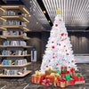 MKSY 8-FT Artificial Pine White Christmas Tree with Metal Stand and Decorations