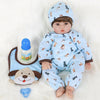 ENADOLL 22-inch Reborn Lifelike Baby Doll Boy Realistic Silicone Blue/Dog