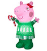 Gemmy 3.2-ft Peppa Pig Green Sweater Holding Candy Cane Christmas Inflatable