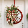 18-inch Christmas Wooden Roulette Wheel Hanging Wreath Decorated for Christmas