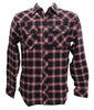 Dickies Men's Flannel Long Sleeve Button Down Shirt Black with Red, Small