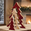 Decorative Nesting Wooden Holiday Trees 3-Pack Red 17.8", 13.4", 8.6"