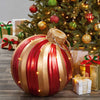 Oversized 19-inch Red/Gold Swirl Holiday Ornament with LED Lights