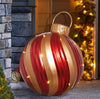 Oversized 19-inch Red/Gold Swirl Holiday Ornament with LED Lights