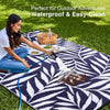 OLANLY Outdoor Rug 9FT X 12FT Waterproof Reversible Leaf Pattern Mat Navy