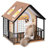 Indoor Cat House Cat Cage Lockable Cat Crate with Cat Scratchers Removable Roof Metal Frame
