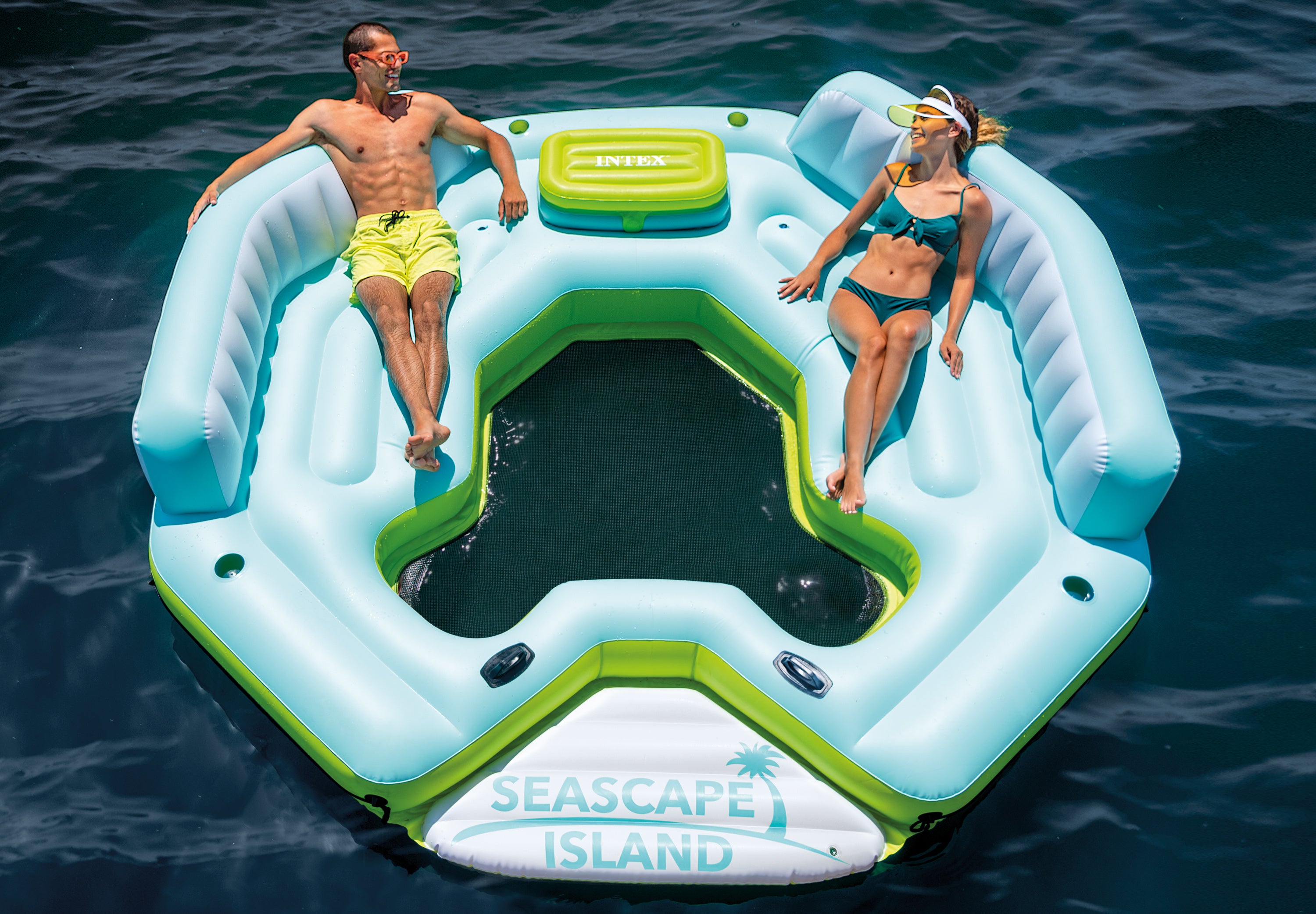 Caousel Island Raft Intex 57273EP Seascape Island - Inflatable Relaxation Island Float, Li ...