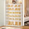 6 Tiers 12-24 Pairs Foldable Shoe Boxes Large Plastic-WHITE