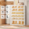 6 Tiers 12-24 Pairs Foldable Shoe Boxes Large Plastic-WHITE