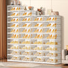 10 Tiers 10-20 Pairs Foldable Shoe Boxes Large Plastic-WHITE