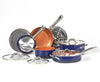 Copper Chef Quick-Cook 16-Piece Pan Set with CeramiTech Navy/Copper