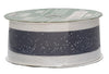Kirkland Signature Wire Edged Silver Metallic Navy Stripe Ribbon 50yd x 2.5in