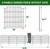 6 Panels of Rustproof Black Metal Decorative Garden Fence 28-in H X 28-in L
