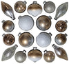 Mercasia 18-Pieces Hand Decorated Glass Ornaments in White/Gold/Silver