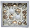 Mercasia 18-Pieces Hand Decorated Glass Ornaments in White/Gold/Silver