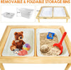 Kid's Wooden Sensory Table with 2 Storage Bins, Play Sand & Water Table for Kids
