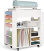 Storage Cart Compatible with Cricut Machine, Movable Organization Rolling Craft Cart 16 Vinyl Roll Holders and Drawer Crafting Table Workstation for Home Company