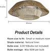 STYMON 24" Linen Boho Caged Flush Mount Ceiling Fan With Light For Indoor Bedroom Kitchen
