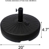 Sunnyglade Heavy Duty 23L Round 20" Water Filled Patio Outdoor Umbrella Base Stand Weight with Steel Umbrella Holder Suit for Dia 38mm or 48mm Pole (Black)