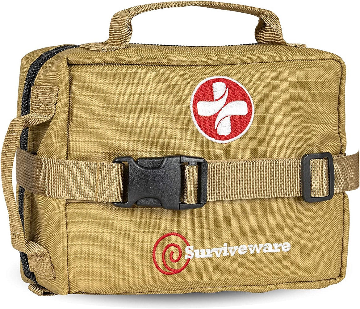 Surviveware Survival First Aid Kit for Outdoor Preparedness in Tan