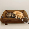 Sytopia Large Dog Bed 42'', Calming Donut Bed for Indoor Cats Large with Removable Washable Cover, Cozy Soft Round Pet Bed with Spine Support up to 60 lbs, Brown